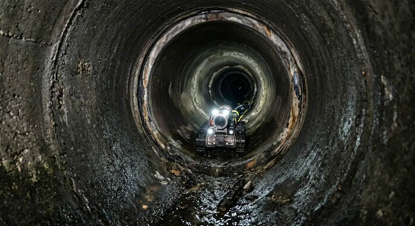 Robotic sewer camera inspecting pipe interior for Sewer Line Cleaning in Tucson Mountains